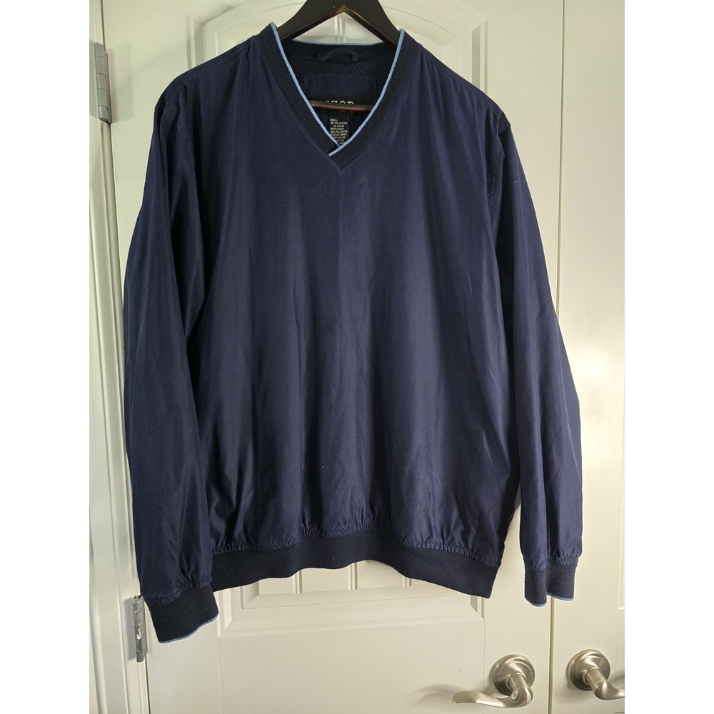Izod Golf Windbreaker Jacket Men's Med Navy Blue Pullover‎ Golf Golfing Vintage